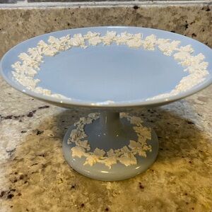 Wedgwood Vintage Blue Jasperware Footed Pedestal Compote Dish-Made in England 6”